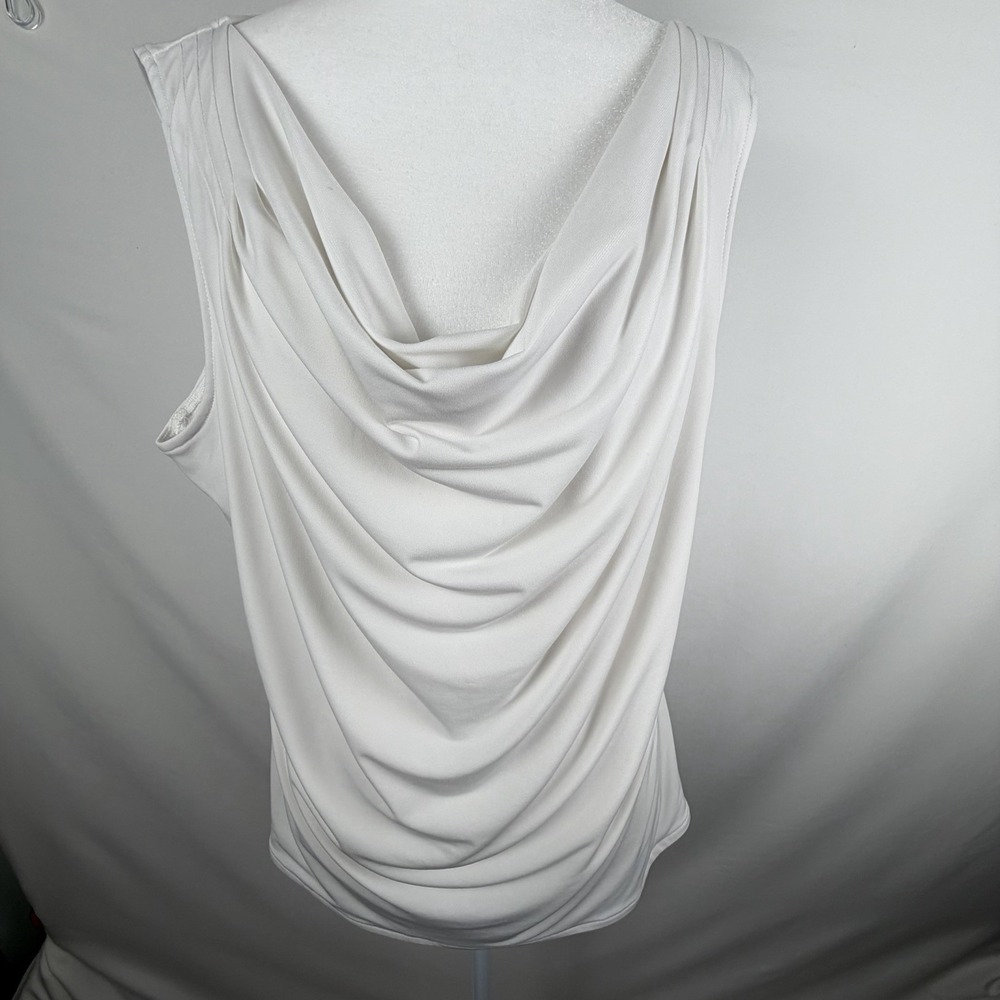 Calvin Klein White Sleeveless Shell Sz L* Cowl Neckline Drape Neck Career Office